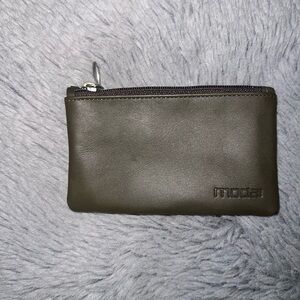 NWOT Moda Olive Green Leather Zip Pouch